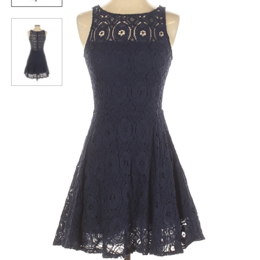 Navy fit and flare dress